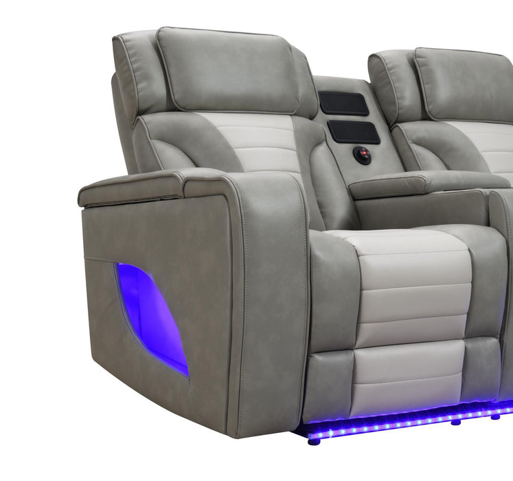 U58 - Power 3 Piece Sectional With Bluetooth Speaker And Wireless Charger - Gray