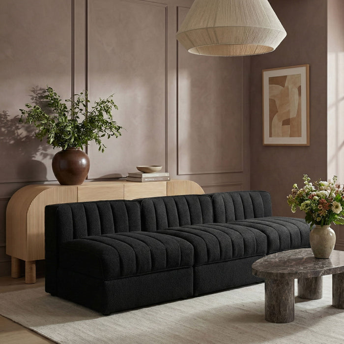 Rummi - Velvet Performance Fabric Upholstered 3 Piece Modular Armless Sofa - Stylish Home Furniture