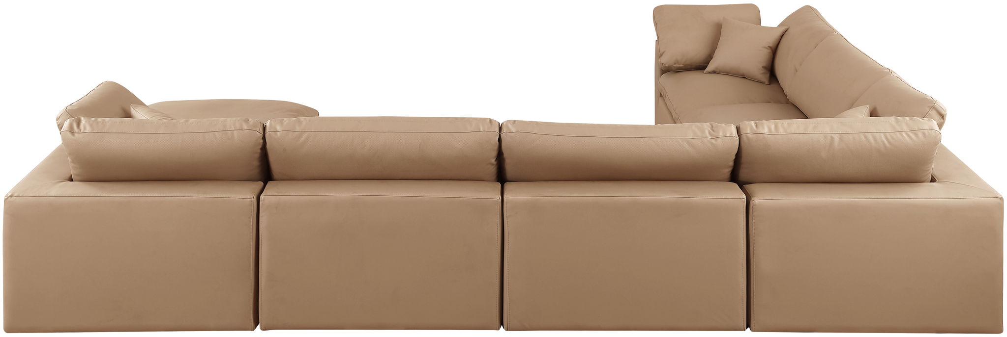 Comfy - 7 Piece Faux Leather Modular Sectional With Chaise - Tan