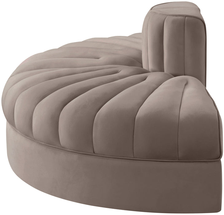 Rummi - Velvet Performance Fabric Upholstered 2 Piece  Rounded Modular Loveseat - Stylish Home Furniture