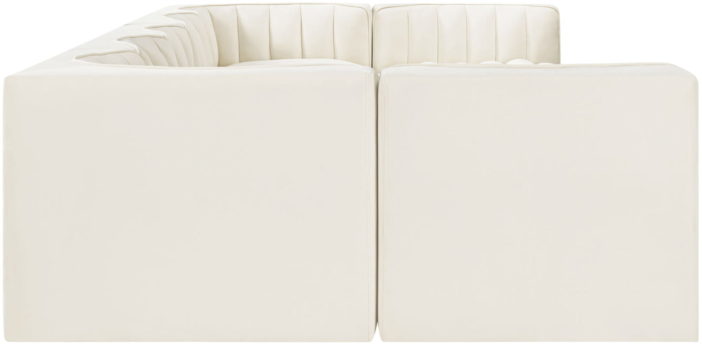 Rummi - Velvet Performance Fabric Upholstered 7 Piece Modular Sectional (With 2 Corner Chairs) - Stylish Home Furniture