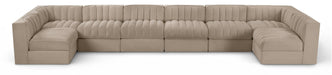Rummi - Velvet Performance Fabric Upholstered 8 Piece Modular Sectional (With 2 Corner Chairs) - Stylish Home Furniture