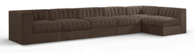 Rummi - Velvet Performance Fabric Upholstered 6 Piece Modular Sectional, L-Shaped (Right) - Stylish Home Furniture