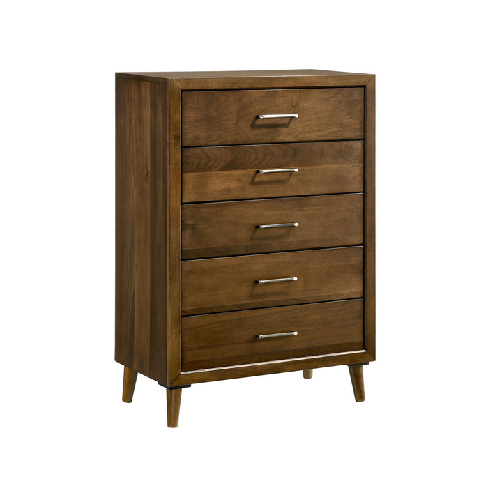 Malibu - 5-Drawer Chest - Walnut - Stylish Home Furniture