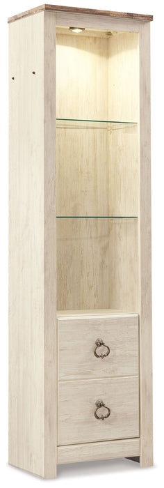 Willowton - Entertainment Center - TV Stand With Faux Firebrick Fireplace Insert - Whitewash - Stylish Home Furniture