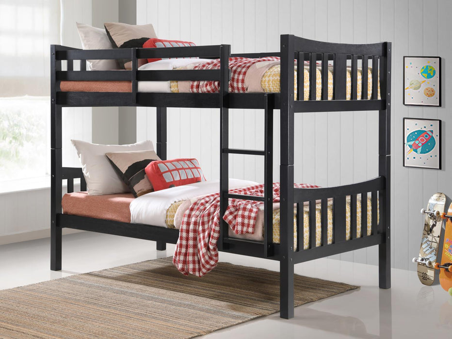 S108 - Twin Over Twin Bunk Bed - Black