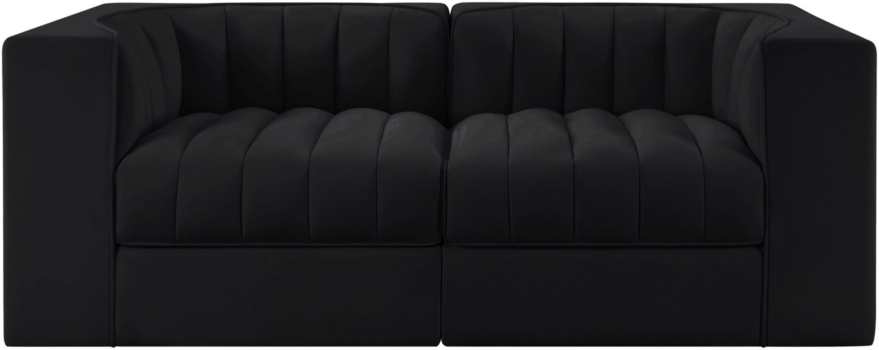 Rummi - Velvet Performance Fabric Upholstered 2 Piece Modular Loveseat - Stylish Home Furniture