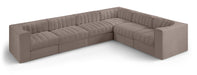 Rummi - Velvet Performance Fabric Upholstered 6 Piece Modular Sectional (With 3 Corner Chairs) - Stylish Home Furniture