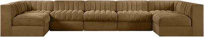 Rummi - Velvet Performance Fabric Upholstered 7 Piece Modular Sectional (With 2 Corner Chairs) - Stylish Home Furniture