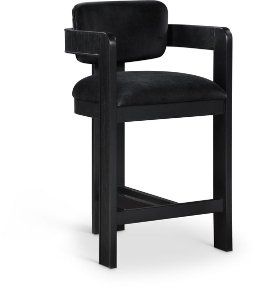 Sacha - Velvet Stool With Black Base