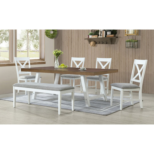 Summerville - 6 Piece Dining Set With Table, 4 Chairs, And Bench - Oak And Antique White - Stylish Home Furniture