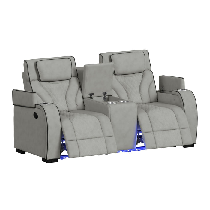 Blitz - Motion Loveseat With Console, And LED - Stylish Home Furniture