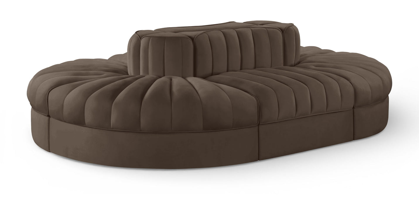 Rummi - Oval Velvet Performance Fabric Upholstered 6 Piece Modular Sectional - Stylish Home Furniture