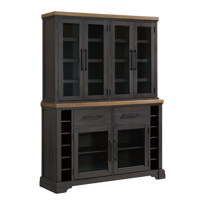 Montrose - Server And Hutch With LED Light - Espresso And Brown - Stylish Home Furniture