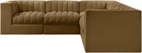 Rummi - Symmetrical Velvet Performance Fabric Upholstered 5 Piece Modular Sectional - Stylish Home Furniture