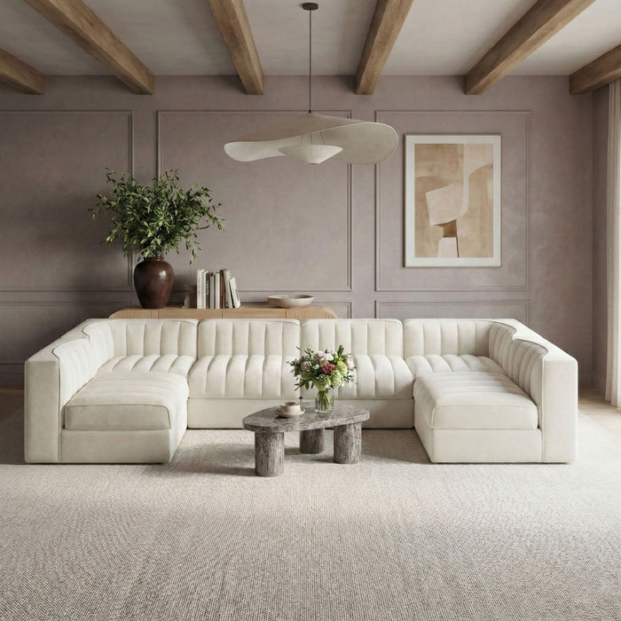 Rummi - Armless Velvet Performance Fabric Upholstered 6 Piece Modular Sectional - Stylish Home Furniture