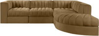 Rummi - Velvet Performance Fabric Upholstered 5 Piece Modular Sectional - Stylish Home Furniture