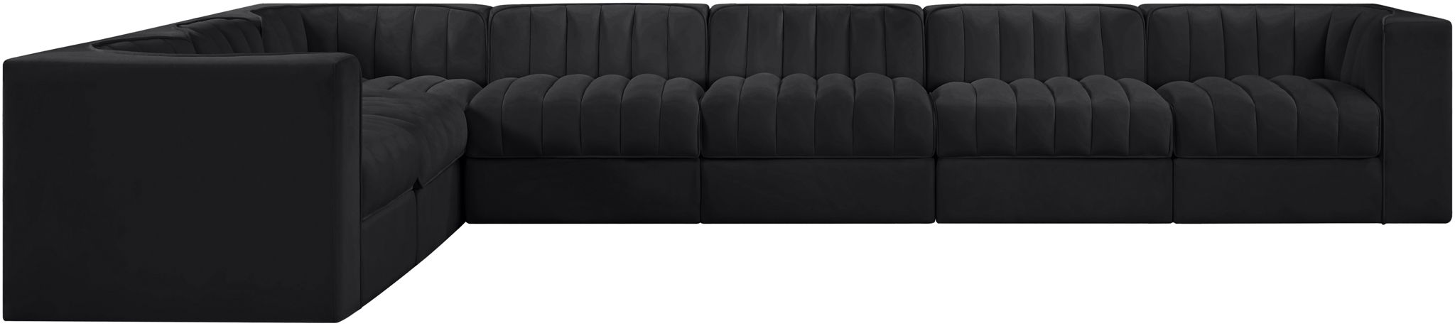 Rummi - Velvet Performance Fabric Upholstered 7 Piece Modular Sectional (With 3 Corner Chairs) - Stylish Home Furniture