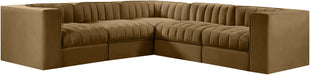 Rummi - Symmetrical Velvet Performance Fabric Upholstered 5 Piece Modular Sectional - Stylish Home Furniture