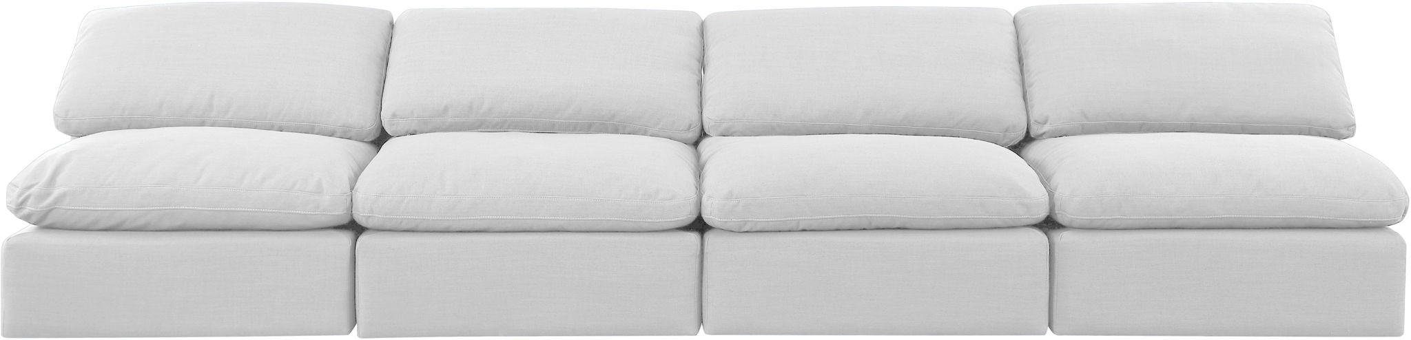 Indulge - Linen 4 Piece Modular Armless Sofa - White