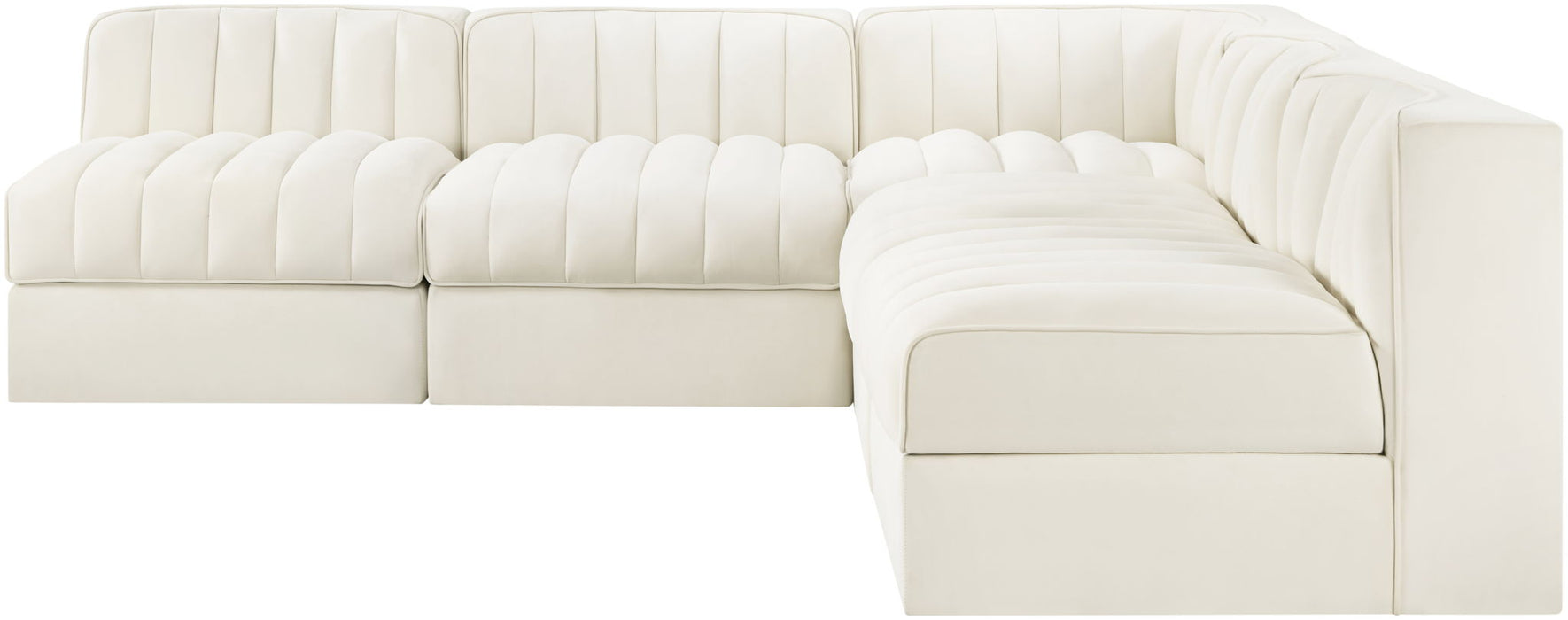 Rummi - Armless Velvet Performance Fabric Upholstered 5 Piece Modular Sectional - Stylish Home Furniture