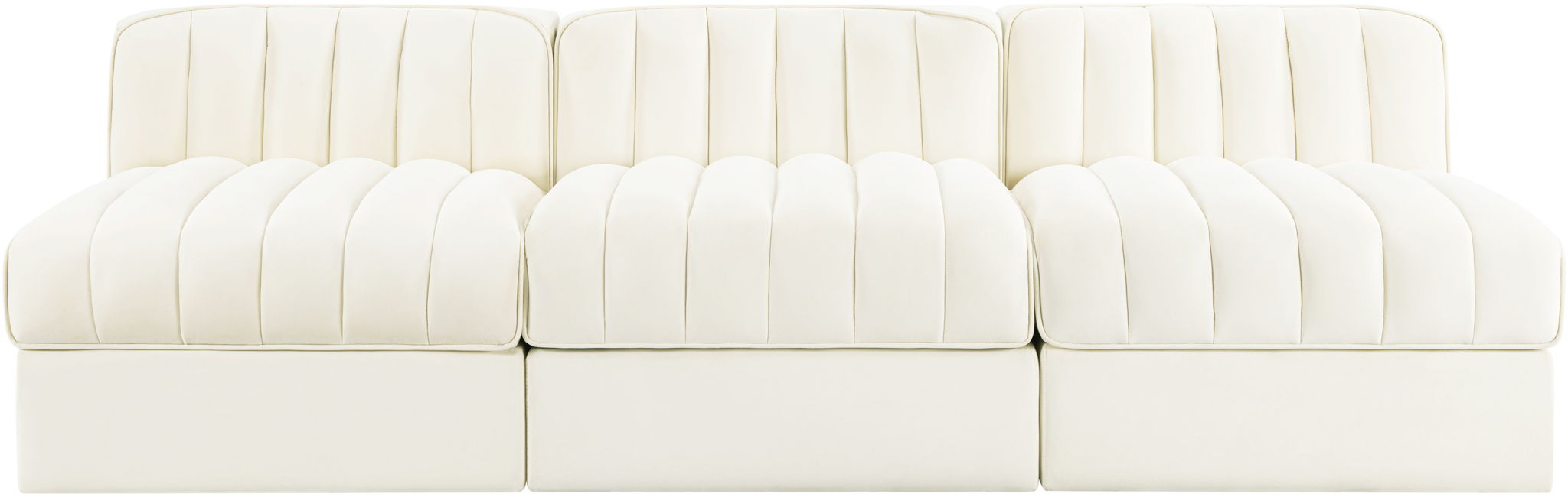 Rummi - Velvet Performance Fabric Upholstered 3 Piece Modular Armless Sofa - Stylish Home Furniture