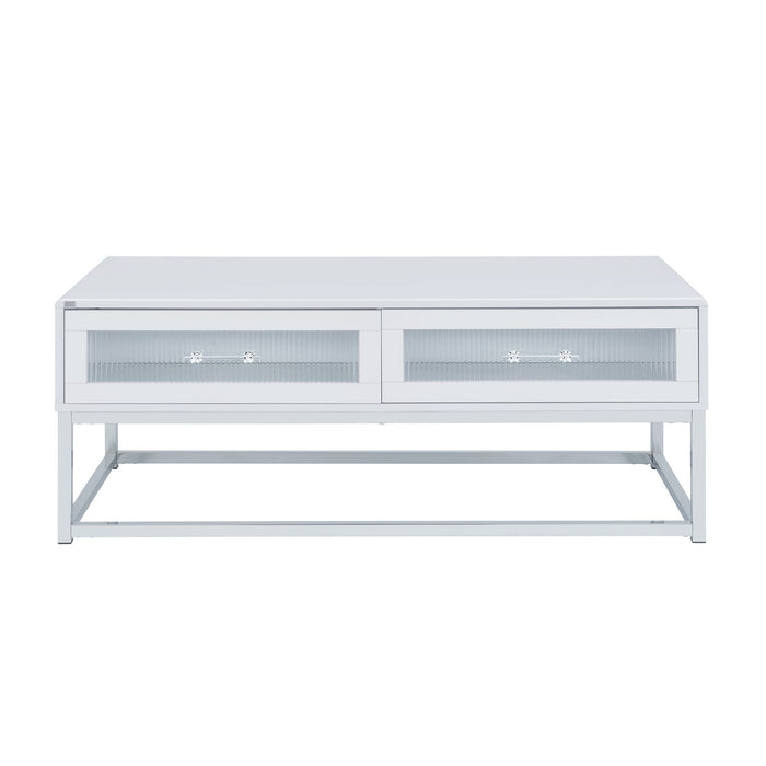 Chandra - Coffee Table With LED And Battery Pack - Glossy White - Stylish Home Furniture