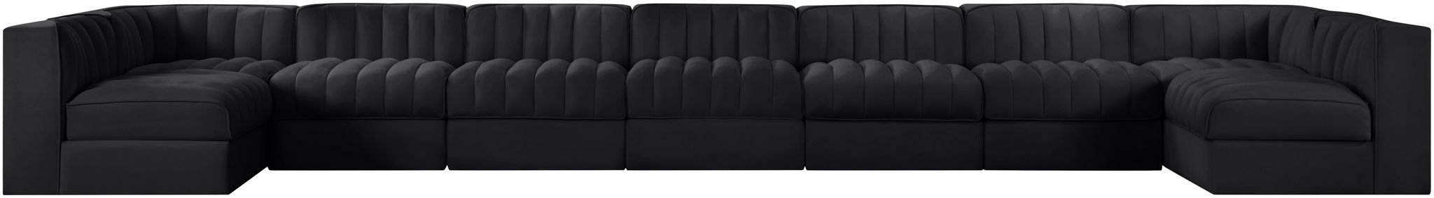 Rummi - Armless Velvet Performance Fabric Upholstered 9 Piece Modular Sectional - Stylish Home Furniture
