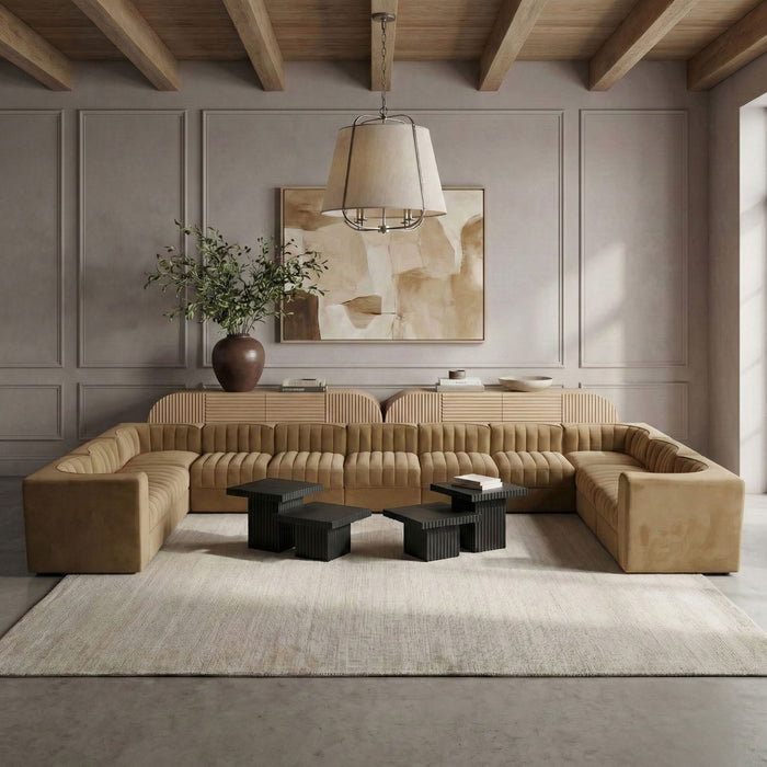 Rummi - Velvet Performance Fabric Upholstered 11 Piece Modular Sectional - Stylish Home Furniture