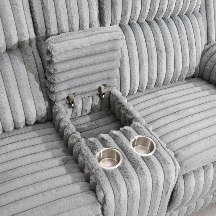 U113 - Corduroy Motion Loveseat - Gray