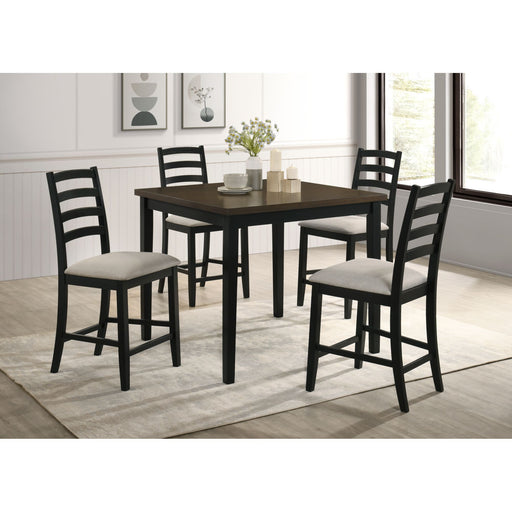 Tulane - 5 Piece Dining Set (Counter Table & 4 Counter Chairs) - Oak & Black - Stylish Home Furniture