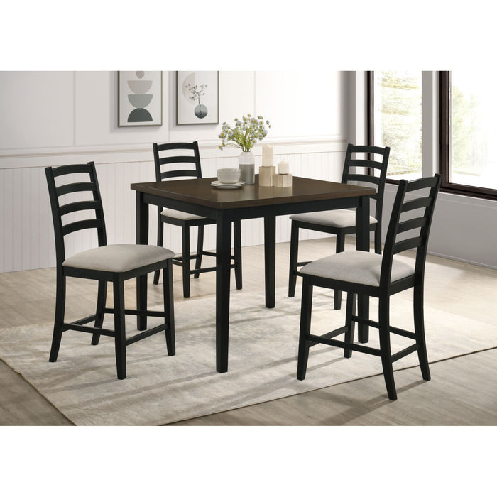 Tulane - 5 Piece Dining Set (Counter Table & 4 Counter Chairs) - Oak & Black - Stylish Home Furniture