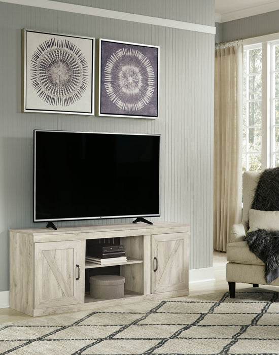 Bellaby - TV Stand With Faux Firebrick Fireplace Insert - Whitewash - Stylish Home Furniture