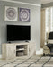 Bellaby - TV Stand With Faux Firebrick Fireplace Insert - Whitewash - Stylish Home Furniture