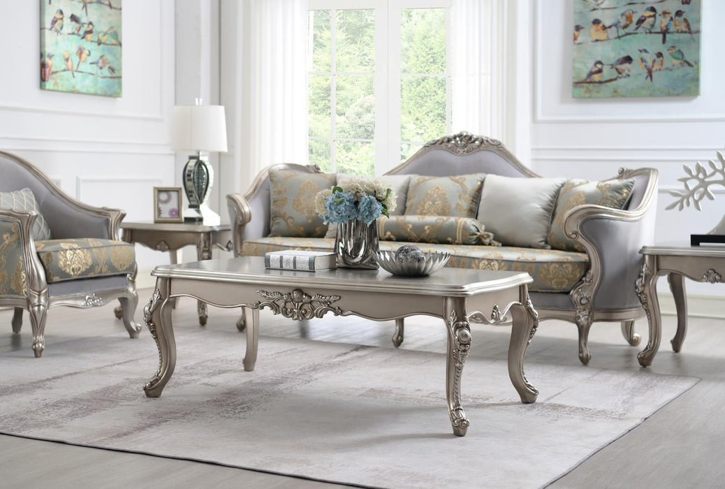 T198 - Coffee Table & 2 End Tables - Pearl Silver