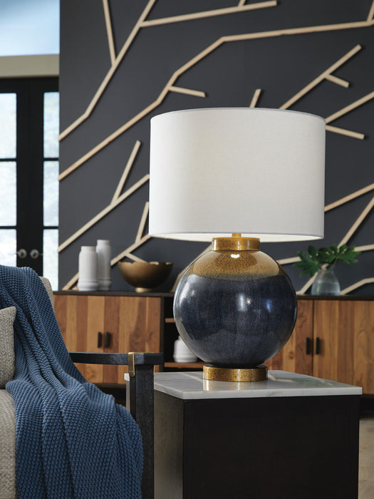 Adara - Metal Table Lamp - Blue / Gold Finish - Stylish Home Furniture
