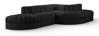Rummi - Rounded Velvet Performance Fabric Upholstered 5 Piece Modular Sectional - Stylish Home Furniture