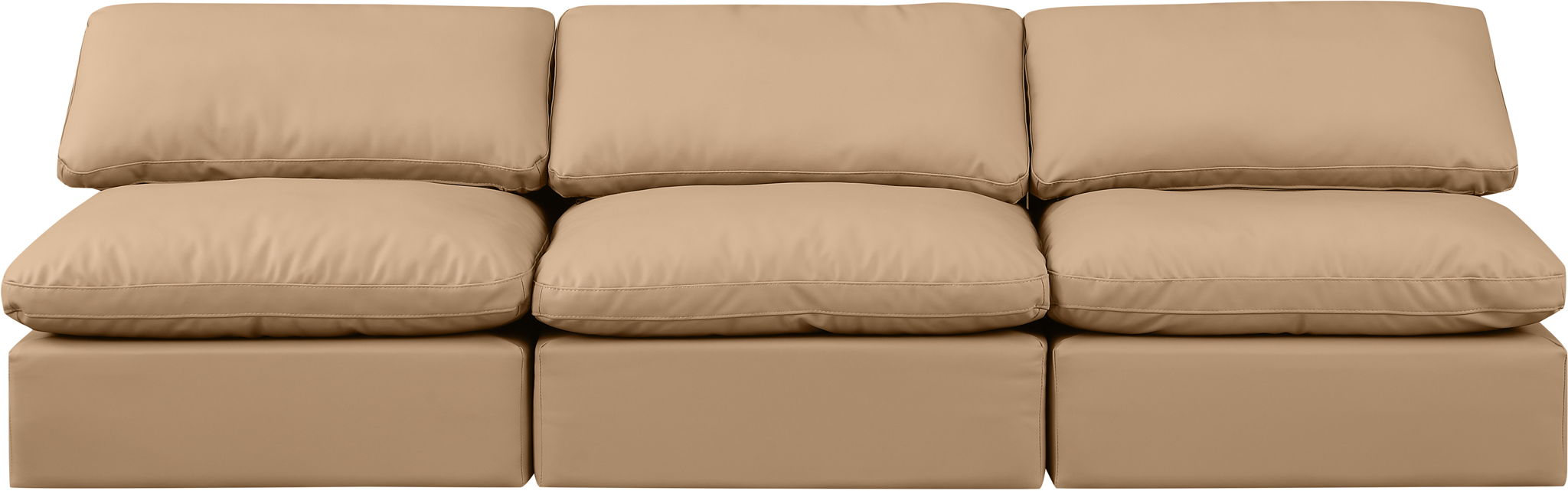 Indulge - Faux Leather 3 Piece Modular Armless Sofa - Tan - Stylish Home Furniture