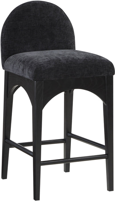 Waldorf - Chenille Stool With Black Legs