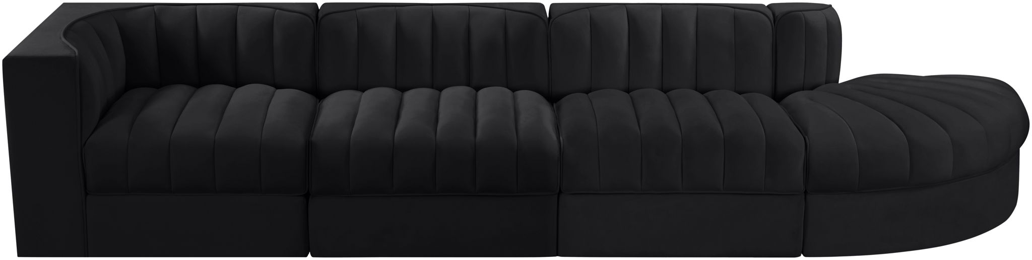 Rummi - Velvet Performance Fabric Upholstered 4 Piece Modular Sectional With Reverse Corner Chair - Stylish Home Furniture
