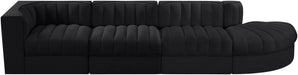 Rummi - Velvet Performance Fabric Upholstered 4 Piece Modular Sectional With Reverse Corner Chair - Stylish Home Furniture