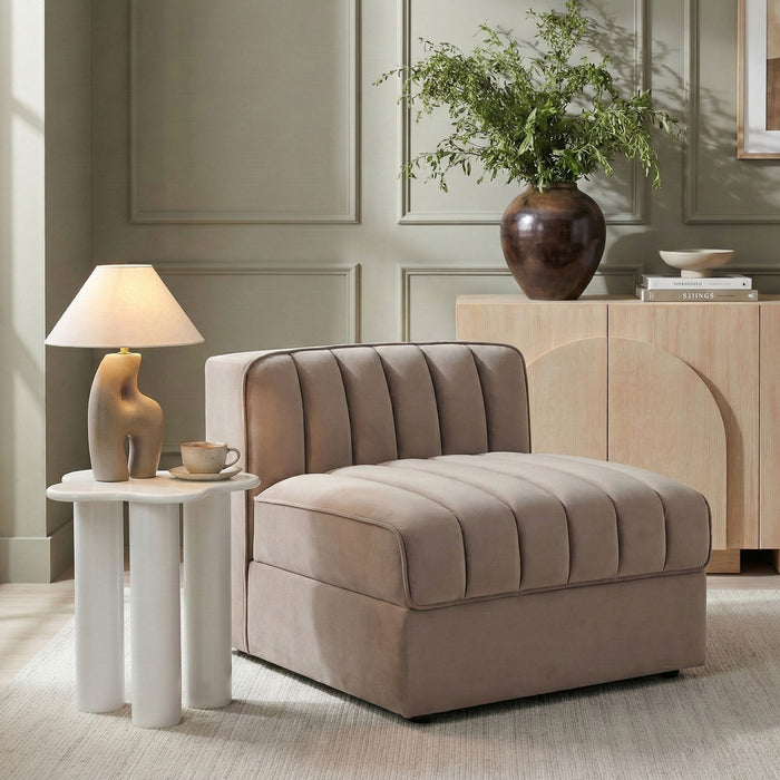 Rummi - Velvet Performance Fabric Upholstered Modular Armless Chair - Stylish Home Furniture