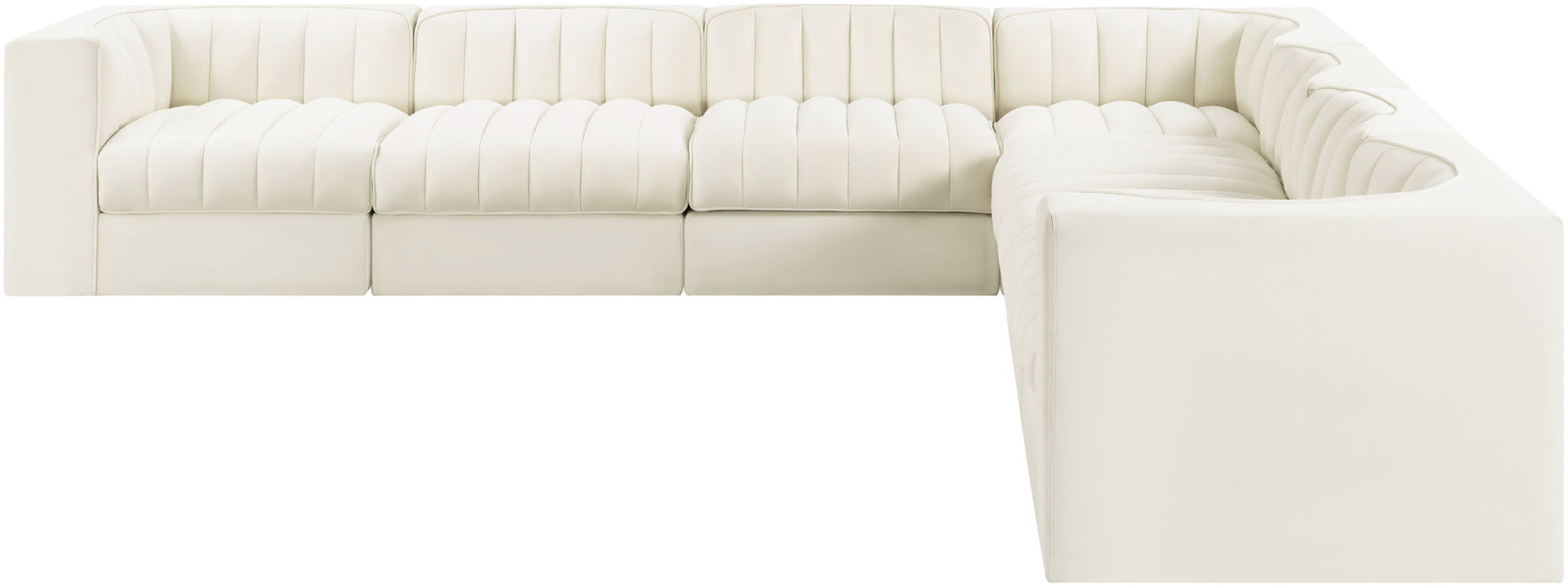 Rummi - Symmetrical Velvet Performance Fabric Upholstered 7 Piece Modular Sectional (With 3 Corner Chairs) - Stylish Home Furniture