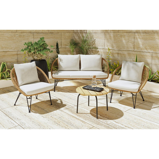 Grace - 4 Piece Outdoor Seating Set - Beige / Natural - Stylish Home Furniture