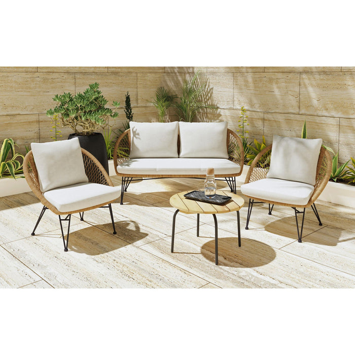 Grace - 4 Piece Outdoor Seating Set - Beige / Natural - Stylish Home Furniture