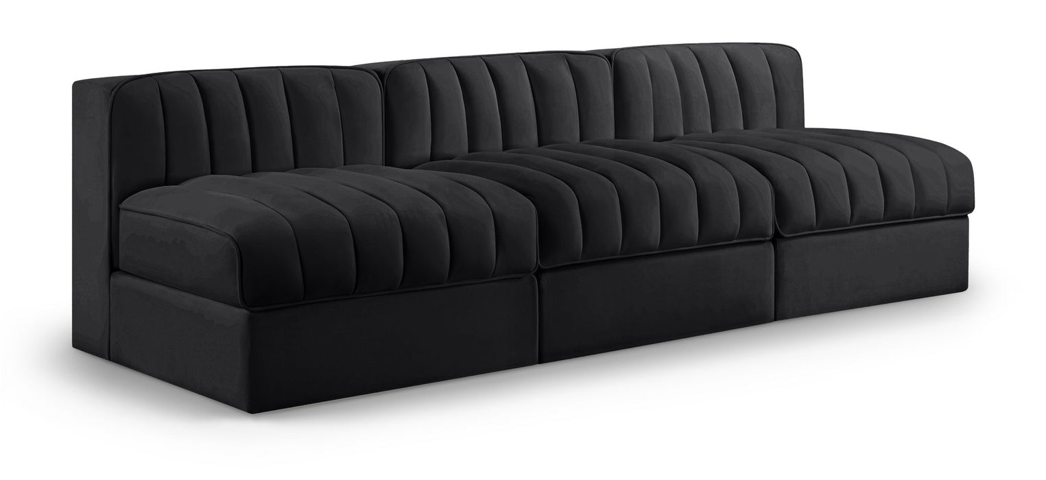 Rummi - Velvet Performance Fabric Upholstered 3 Piece Modular Armless Sofa - Stylish Home Furniture