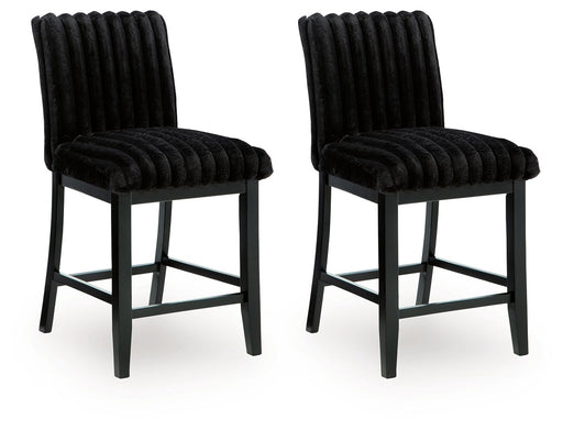 Mervannie - Upholstered Barstool (Set of 2) - Black - Stylish Home Furniture
