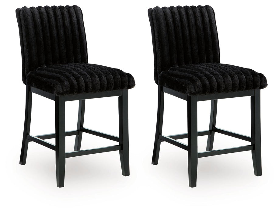Mervannie - Upholstered Barstool (Set of 2) - Black - Stylish Home Furniture