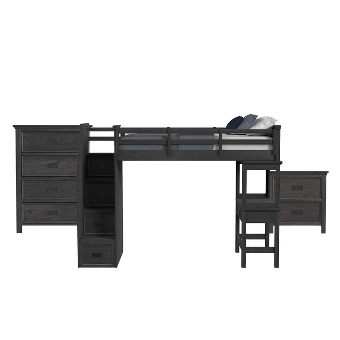 Hampton Kids - Loft With Staircase And Desk With Speaker Bedroom Set - Stylish Home Furniture