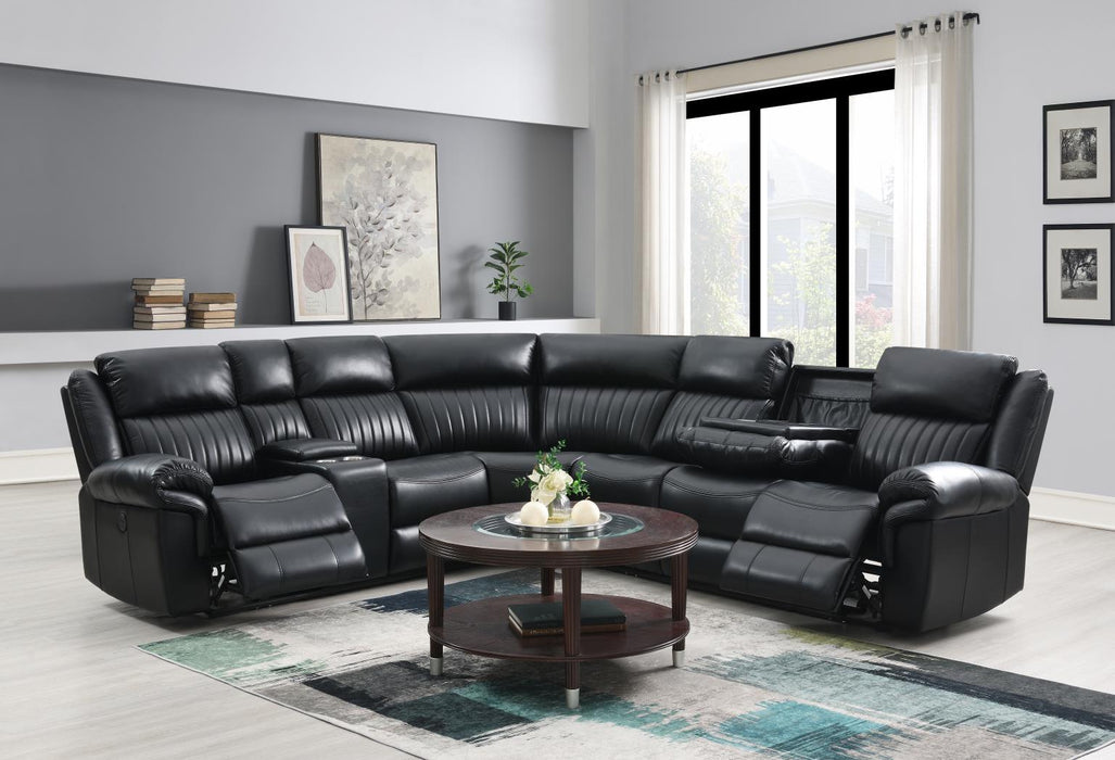 U22 - 3 Piece Power Reclining Sectional With Screen - Black